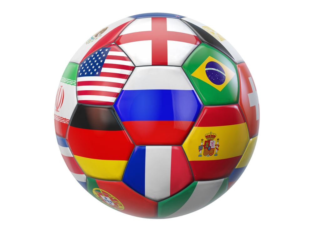 Football covered in flags of the world